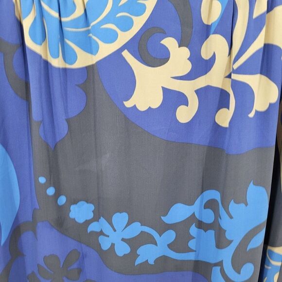 Boden Silk Empire Tea Length Dress 10L Blue Paisley Print Short Sleeve Surplice - Picture 7 of 13